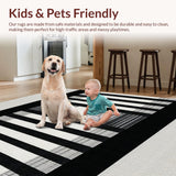 Ultra Soft Area Rug, Non Slip, Stain Resistant, Washable Area Rugs for Living Room, Bedroom, Zebra Dance Graphic Stripe Accent Rug Modern Floor Art(Black)