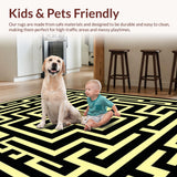 Ultra Soft Area Rug, Non Slip, Stain Resistant, Washable Area Rugs for Living Room, Bedroom, Sleek Black Geometric Elegance(Black)