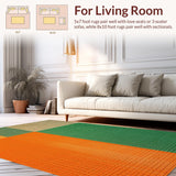 Ultra Soft Area Rug, Non Slip, Stain Resistant, Washable Area Rugs for Living Room, Bedroom, Vibrant Striped Entryway Rug for Minimalist Homes(Orange)