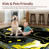 Ultra Soft Area Rug, Non Slip, Stain Resistant, Washable Area Rugs for Living Room, Bedroom, Enchanting Dark Green Fantasy Design(Black)