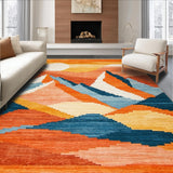 Ultra Soft Area Rug, Non Slip, Stain Resistant, Washable Area Rugs for Living Room, Bedroom, Dynamic Playful Multi-Tonal Design(Orange)