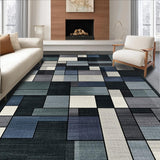 Ultra Soft Area Rug, Non Slip, Stain Resistant, Washable Area Rugs for Living Room, Bedroom, Sleek Geometric Black Toned Elegance(Gray)