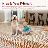 Ultra Soft Area Rug, Non Slip, Stain Resistant, Washable Area Rugs for Living Room, Bedroom, Fun Playful Western Print Design(Beige)