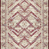 Ultra Soft Area Rug, Non Slip, Stain Resistant, Washable Area Rugs for Living Room, Bedroom, Sunset Echo Beige & Burgundy Geometric Diamond Weave(Beige)