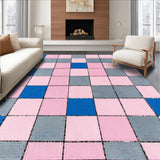 Ultra Soft Area Rug, Non Slip, Stain Resistant, Washable Area Rugs for Living Room, Bedroom, Playful Interactive Hopscotch Aesthetic(Pink)
