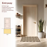 Ultra Soft Area Rug, Non Slip, Stain Resistant, Washable Area Rugs for Living Room, Bedroom, Modern Oversized Checkered Design(Beige)