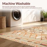 Ultra Soft Area Rug, Non Slip, Stain Resistant, Washable Area Rugs for Living Room, Bedroom, Vibrant Abstract Woven Texture(Orange)