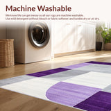 Ultra Soft Area Rug, Non Slip, Stain Resistant, Washable Area Rugs for Living Room, Bedroom, Playful Colorful Symmetrical Motif(Purple)