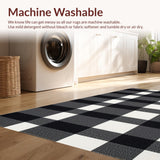 Ultra Soft Area Rug, Non Slip, Stain Resistant, Washable Area Rugs for Living Room, Bedroom, Artful Striped Decorative Essence(Black)