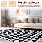 Ultra Soft Area Rug, Non Slip, Stain Resistant, Washable Area Rugs for Living Room, Bedroom, Modern Black and White Checkered Dorm Rug(Black)