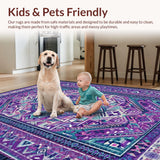 Ultra Soft Area Rug, Non Slip, Stain Resistant, Washable Area Rugs for Living Room, Bedroom, Whimsical Multicolor Textile Art(Purple)