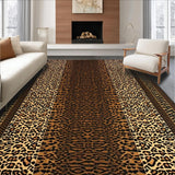 Ultra Soft Area Rug, Non Slip, Stain Resistant, Washable Area Rugs for Living Room, Bedroom, Chic Rustic Leopard Motif(Brown)