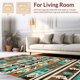 Ultra Soft Area Rug, Non Slip, Stain Resistant, Washable Area Rugs for Living Room, Bedroom, Chic Abstract Southwestern Flair(Brown)