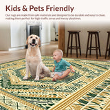 Ultra Soft Area Rug, Non Slip, Stain Resistant, Washable Area Rugs for Living Room, Bedroom, Printed Area Ultra Tribal Design Non Slip(Gold)