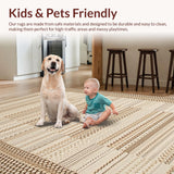 Ultra Soft Area Rug, Non Slip, Stain Resistant, Washable Area Rugs for Living Room, Bedroom, Vintage-Inspired Earthy Scallop Pattern(Beige)