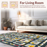 Ultra Soft Area Rug, Non Slip, Stain Resistant, Washable Area Rugs for Living Room, Bedroom, Dynamic Street Scene Playful Layout(Gray)