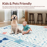 Ultra Soft Area Rug, Non Slip, Stain Resistant, Washable Area Rugs for Living Room, Bedroom, Cute Bow Accent Rug, Coquette Aesthetic Carpet(Blue)