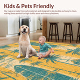 Ultra Soft Area Rug, Non Slip, Stain Resistant, Washable Area Rugs for Living Room, Bedroom, Summer Surf Rug: Tropical Paradise Carpet with Surfer Vibe(Yellow)