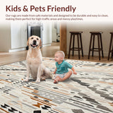 Ultra Soft Area Rug, Non Slip, Stain Resistant, Washable Area Rugs for Living Room, Bedroom, Boho Tiled(Beige)