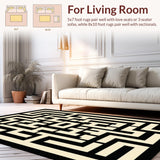 Ultra Soft Area Rug, Non Slip, Stain Resistant, Washable Area Rugs for Living Room, Bedroom, Contemporary Linear Geometric Motif(Beige)