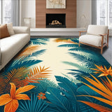 Ultra Soft Area Rug, Non Slip, Stain Resistant, Washable Area Rugs for Living Room, Bedroom, Whimsical Botanical Trellis Style(Orange)