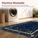 Ultra Soft Area Rug, Non Slip, Stain Resistant, Washable Area Rugs for Living Room, Bedroom, Chic Esoteric Cosmic Elements(Blue)