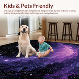 Ultra Soft Area Rug, Non Slip, Stain Resistant, Washable Area Rugs for Living Room, Bedroom, Playful Astronaut Adventure Theme(Purple)