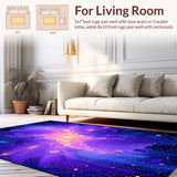 Ultra Soft Area Rug, Non Slip, Stain Resistant, Washable Area Rugs for Living Room, Bedroom, Lively Solar System Theme(Purple)