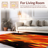 Ultra Soft Area Rug, Non Slip, Stain Resistant, Washable Area Rugs for Living Room, Bedroom, Dynamic Flame Abstract Artwork(Orange)