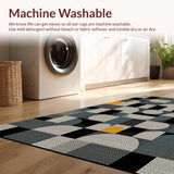 Ultra Soft Area Rug, Non Slip, Stain Resistant, Washable Area Rugs for Living Room, Bedroom, Luxurious Minimalist Diamond Texture(Gray)