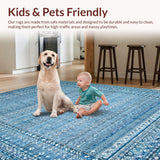 Ultra Soft Area Rug, Non Slip, Stain Resistant, Washable Area Rugs for Living Room, Bedroom, Sky Bow Accent Rug: Scalloped Design, Stylish Floor Covering(Blue)