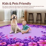 Ultra Soft Area Rug, Non Slip, Stain Resistant, Washable Area Rugs for Living Room, Bedroom, Feminine Round Petal Aesthetic(Purple)