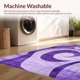 Ultra Soft Area Rug, Non Slip, Stain Resistant, Washable Area Rugs for Living Room, Bedroom, Bright Youthful Swirl Aesthetic(Purple)