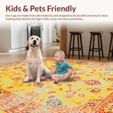Ultra Soft Area Rug, Non Slip, Stain Resistant, Washable Area Rugs for Living Room, Bedroom, Whimsical Colorful Abstract Flourish(Yellow)