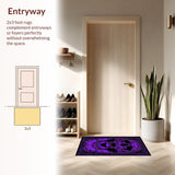 Ultra Soft Area Rug, Non Slip, Stain Resistant, Washable Area Rugs for Living Room, Bedroom, Hauntingly Unique Gothic Motif(Purple)