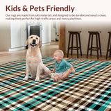 Ultra Soft Area Rug, Non Slip, Stain Resistant, Washable Area Rugs for Living Room, Bedroom, Stain-Resistant Checked Rug for Family Room Decor(Beige)