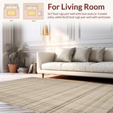 Ultra Soft Area Rug, Non Slip, Stain Resistant, Washable Area Rugs for Living Room, Bedroom, Chic Rustic Farmhouse Weaved Design(Beige)