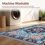 Ultra Soft Area Rug, Non Slip, Stain Resistant, Washable Area Rugs for Living Room, Bedroom, Luxurious Textured Diamond Design(Blue)
