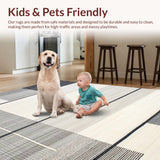 Ultra Soft Area Rug, Non Slip, Stain Resistant, Washable Area Rugs for Living Room, Bedroom, Unique Cream Asymmetrical Design Element(Beige)