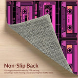 Ultra Soft Area Rug, Non Slip, Stain Resistant, Washable Area Rugs for Living Room, Bedroom, Nostalgic Bright Tape Pattern(Pink)