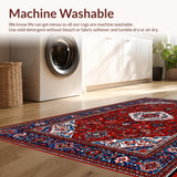Ultra Soft Area Rug, Non Slip, Stain Resistant, Washable Area Rugs for Living Room, Bedroom, Traditional Non-Slip Bedroom Rug for Pets(Red)