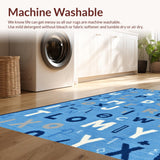 Ultra Soft Area Rug, Non Slip, Stain Resistant, Washable Area Rugs for Living Room, Bedroom, Charming Round Educational Motif(Blue)