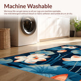 Ultra Soft Area Rug, Non Slip, Stain Resistant, Washable Area Rugs for Living Room, Bedroom, Rustic Tropical Print Fusion(Blue)