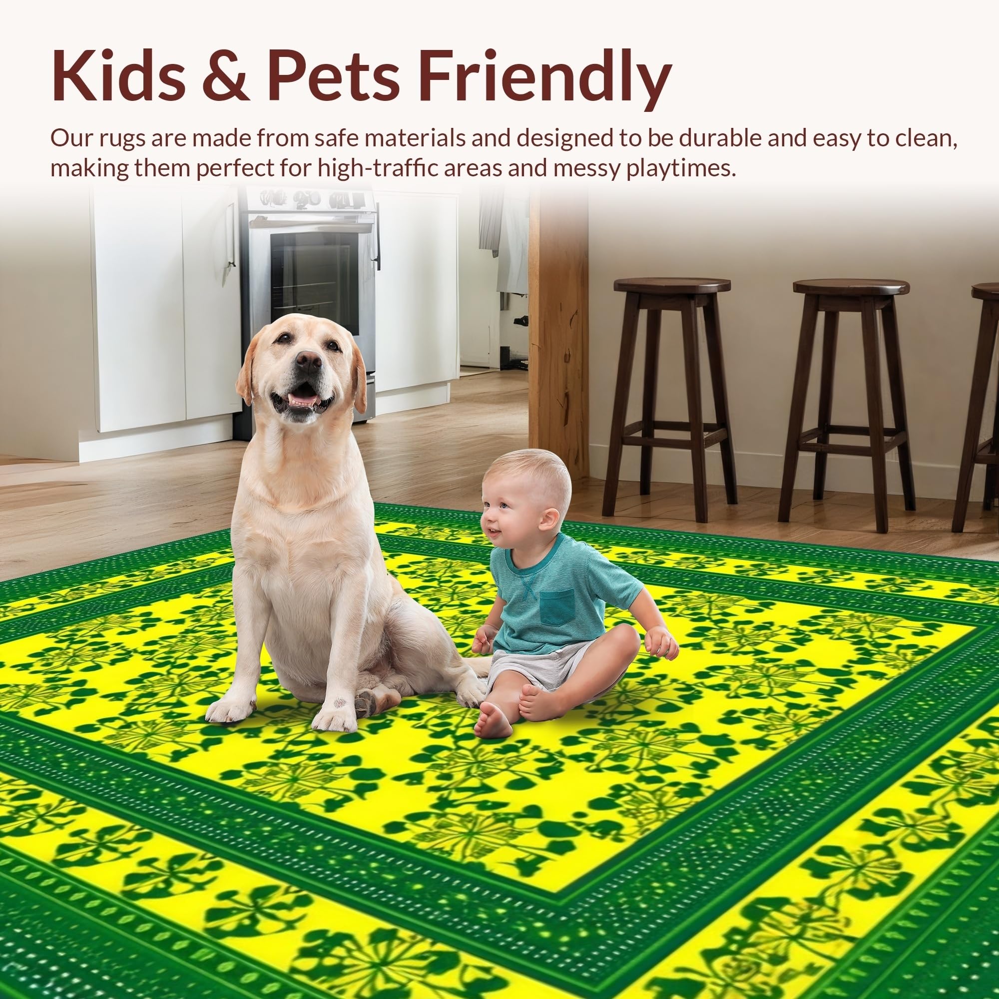 Vibrant Lucky Clover Design Rug – ODIKA