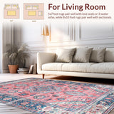 Ultra Soft Area Rug, Non Slip, Stain Resistant, Washable Area Rugs for Living Room, Bedroom, Vibrant Colorful Medallion Aesthetic(Pink)
