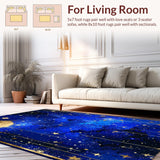 Ultra Soft Area Rug, Non Slip, Stain Resistant, Washable Area Rugs for Living Room, Bedroom, Radiant Nebula Artful Creation(Blue)