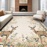 Ultra Soft Area Rug, Non Slip, Stain Resistant, Washable Area Rugs for Living Room, Bedroom, Vibrant Botanical Animal Print(Beige)