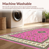 Ultra Soft Area Rug, Non Slip, Stain Resistant, Washable Area Rugs for Living Room, Bedroom, Minimalist Geometric Soft Tones(Pink)