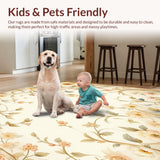 Ultra Soft Area Rug, Non Slip, Stain Resistant, Washable Area Rugs for Living Room, Bedroom, Whispering Meadow Floral Modern Home Style(Ivory)