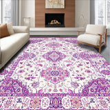 Ultra Soft Area Rug, Non Slip, Stain Resistant, Washable Area Rugs for Living Room, Bedroom, Sophisticated Floral Lattice Texture(White)